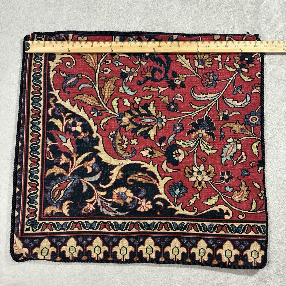 Ralph Lauren Poet Society Euro Pillow Sham Tapestry Rug Red Blue Cotton 24"x24" - Picture 5 of 9